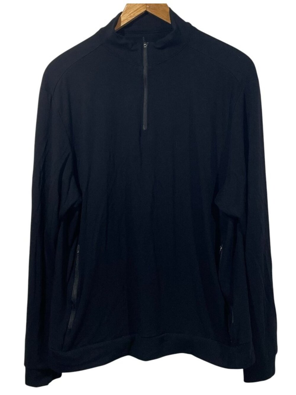 Cozy Earth Womens Quarter Zip Bamboo Sweatshirt Black Sz M Sustainable Soft